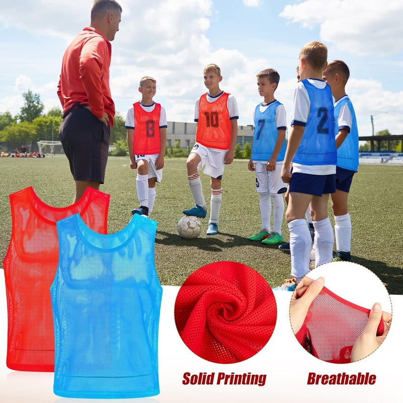 Vabean 24 Pack Nylon Mesh Scrimmage Team Practice Vests Pinnies Jerseys Train Vest for Adult Sport Basketball Soccer Football - Image 3